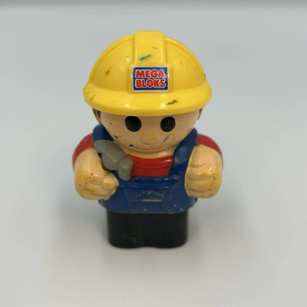 Mega Bloks Duplo Yellow Truck Cab Blue Dump Truck Vehicle w/ Worker Toy Set